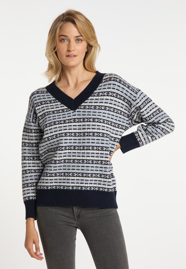 Strickpullover - marine mehrfarbig