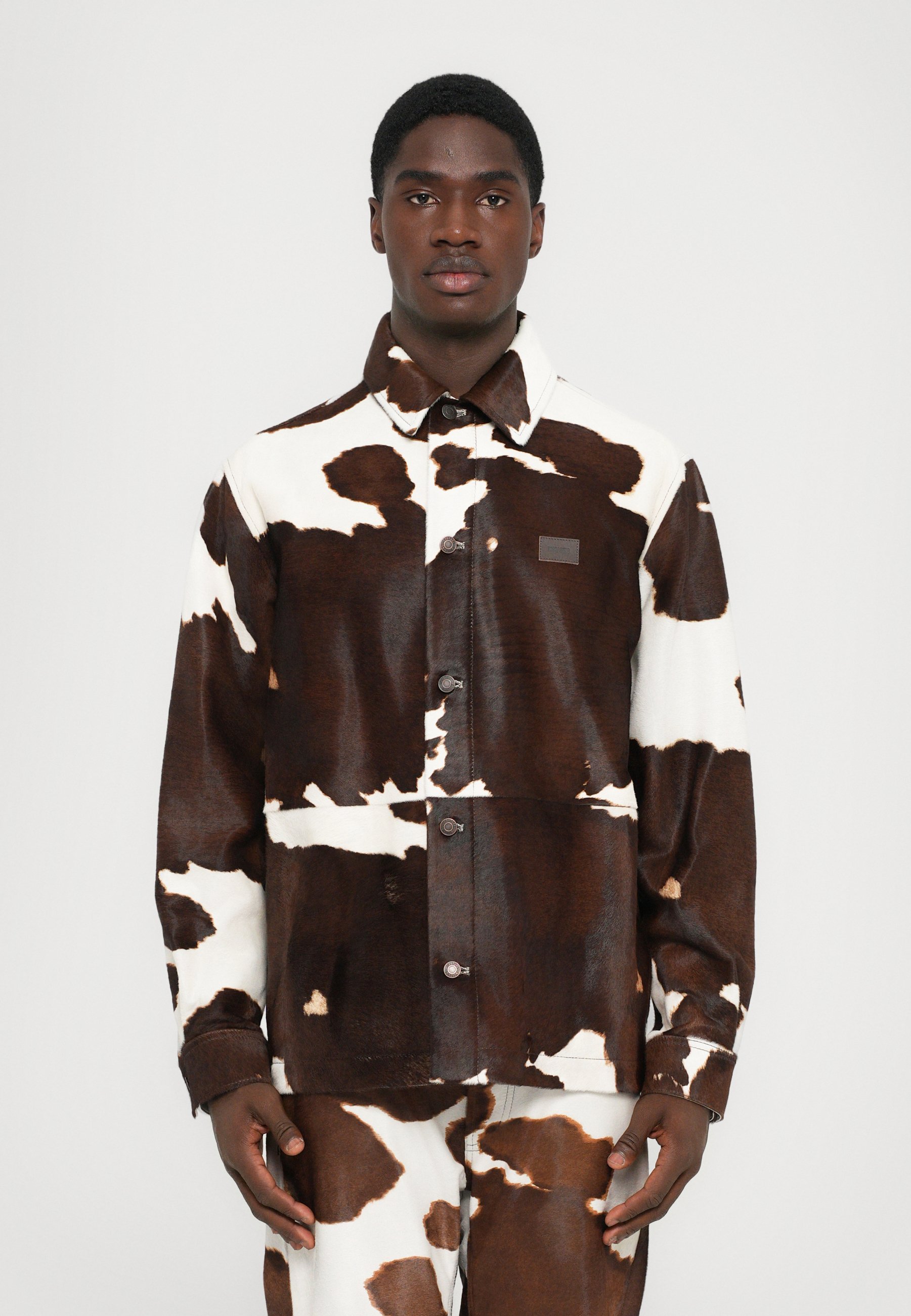 MOSCHINO ARCHIVE COW - Leather jacket - multi ice/white - Zalando
