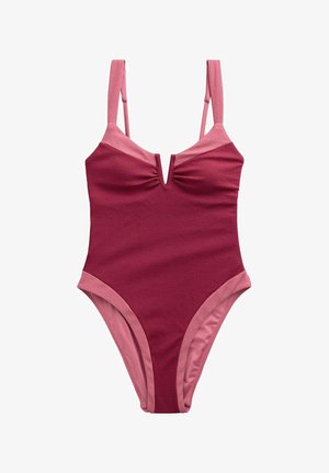 Next, TEXTURED UTRIM TUMMY CONTROL SWIMSUIT - Swimsuit - pink plum