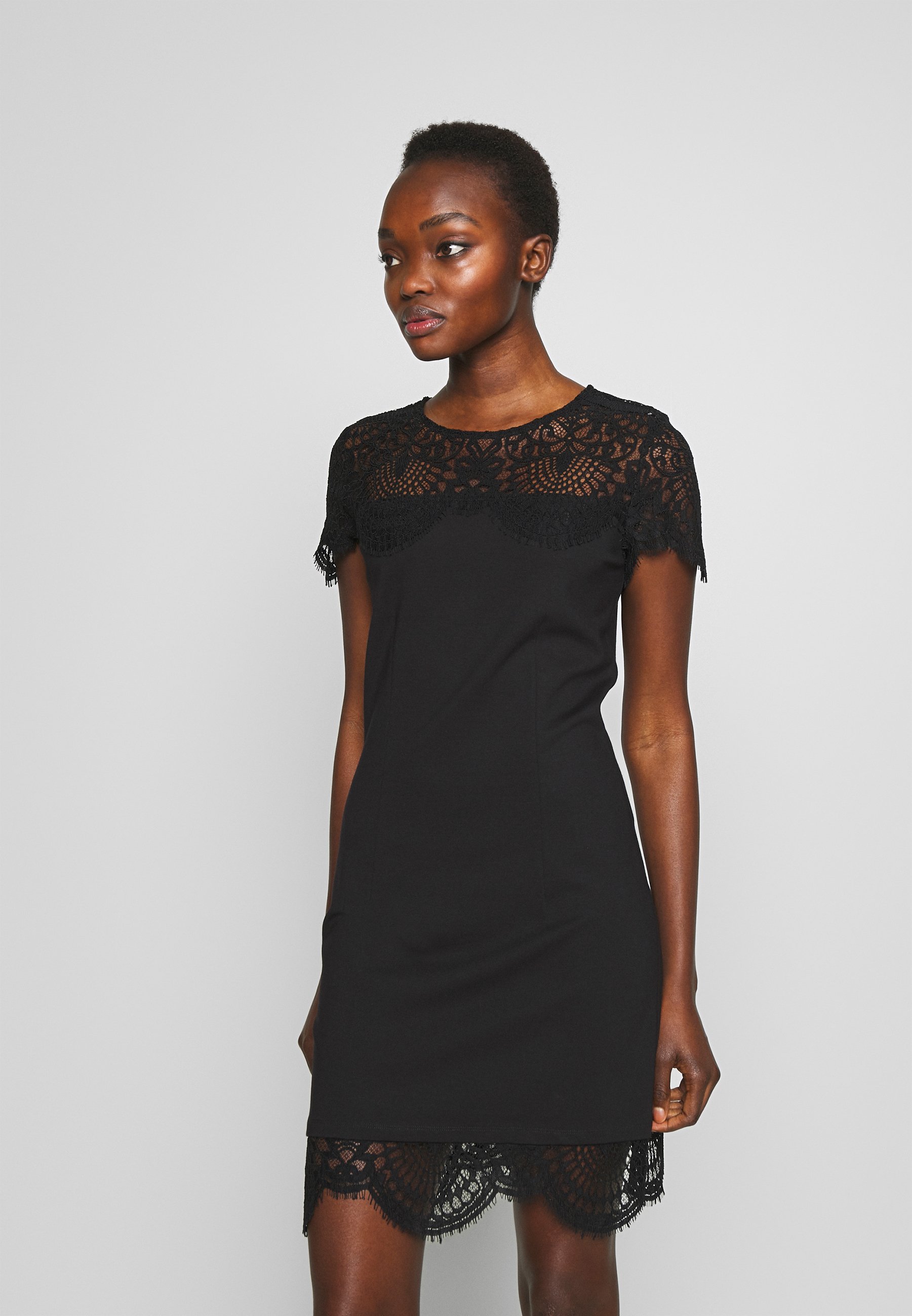 TWINSET ABITO TUBINO IN PUNTO MILANO CON PIZZO - Vestito di maglina - nero  - Zalando.it