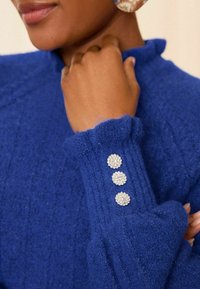 Love & Roses COSY RUFFLE LONG SLEEVE - Svetr - blue