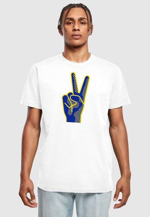 PEACE - VICTORY HAND ROUND NECK - Camiseta estampada - white