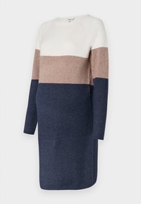 OLMLILLO DRESS - Gebreide jurk - whitecap gray/brownie/martime blue