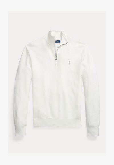 Polo Ralph Lauren MESH KNIT COTTON QUARTER-ZIP SWEATER - Pulóver - deckwash white