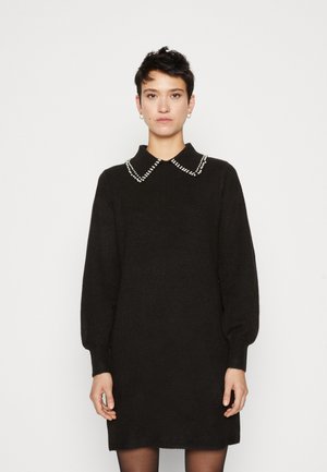 JDY JDYAUBRAY LIFE PEARL DRESS - Abito in maglia - black/white