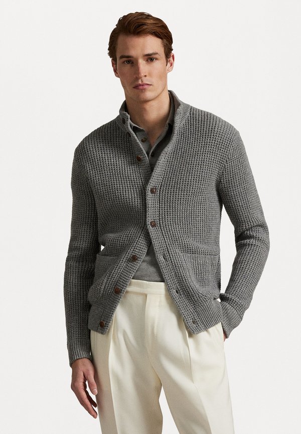 WAFFLE-KNIT WOOL-COTTON CARDIGAN - Cardigan