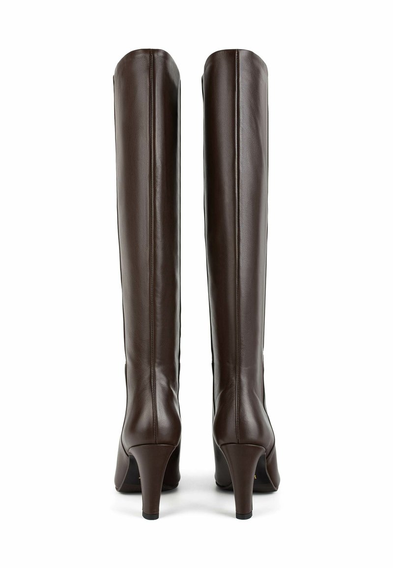 Stivali donna texani marroni in pelle, tacco 7,4 cm Primadonna Collection