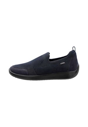 Marine slip-on schoen met een textuur gebreide bovenkant, rubberen zool en versterkte teenkap. Voorzien van een pull tab aan de hiel voor gemakkelijk aantrekken.