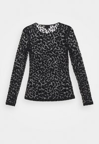 Hedvábný top s dlouhým rukávem v černém sametu s leopardím vzorem. Má kulatý výstřih a přiléhavý střih. Měkká textura s jemným leskem.