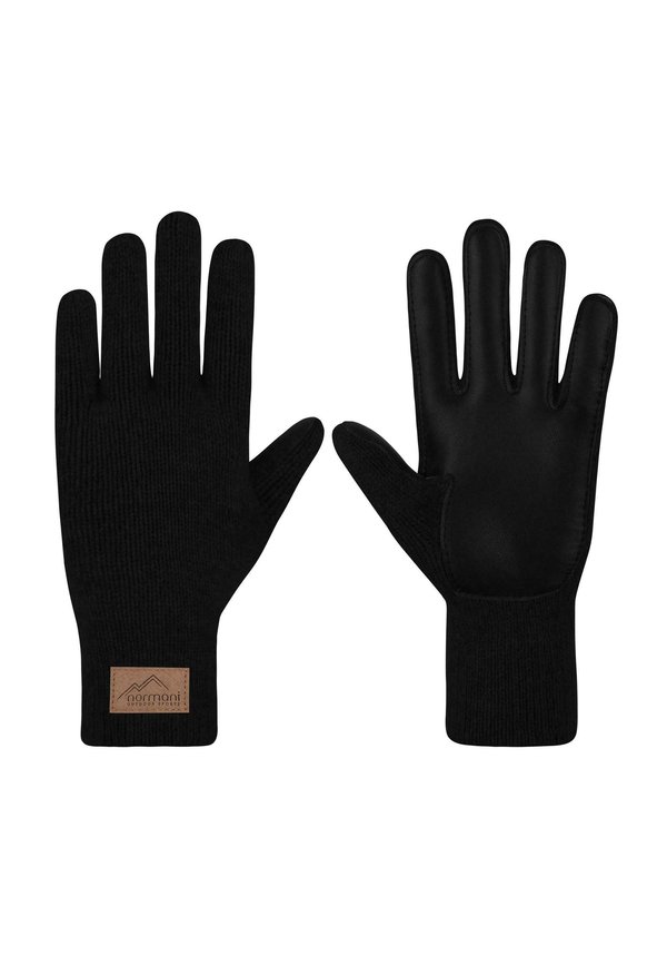 WINTER MERINO WOLLHAND STRICK - Fingerhandschuh - schwarz
