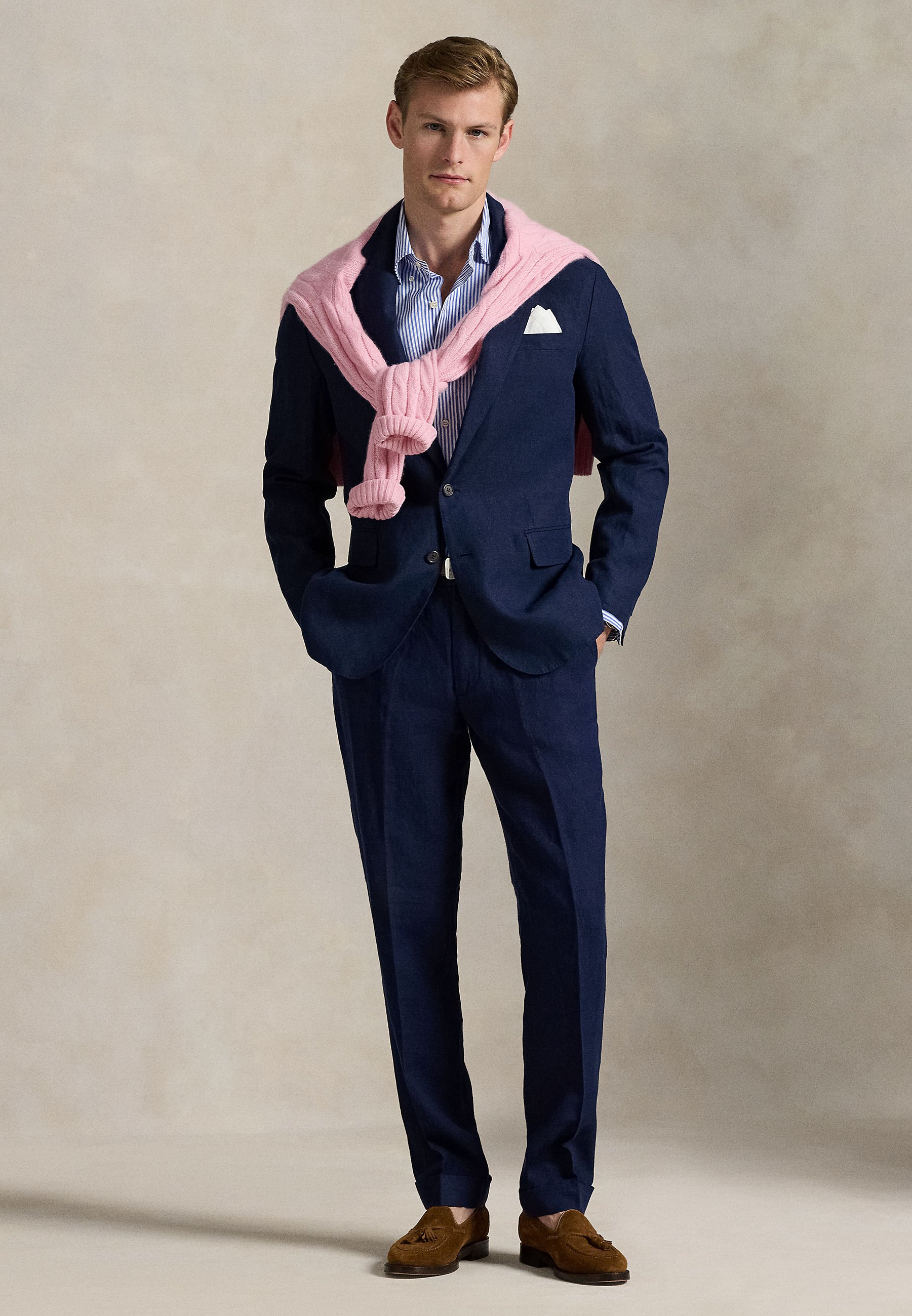 Polo Ralph Lauren LINEN SUIT TROUSER - Trousers - navy/dark blue