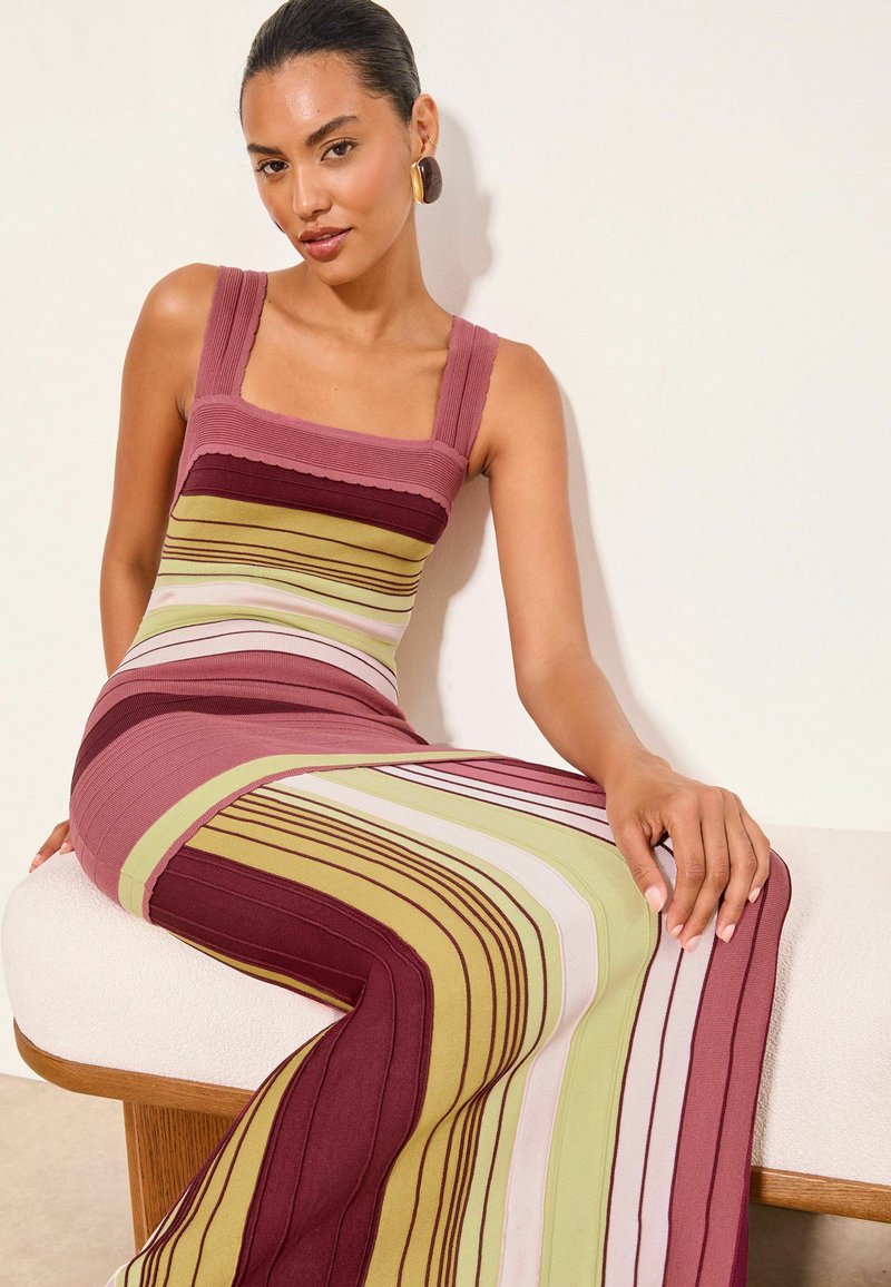 lipsy knitted dress PETITE FIT - STRIPE MAXI - Jumper dress - pink zara crochet knit dress