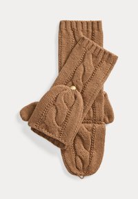 CONVERTIBLE CABLE KNIT MITTENS - Luvas sem dedos - classic camel