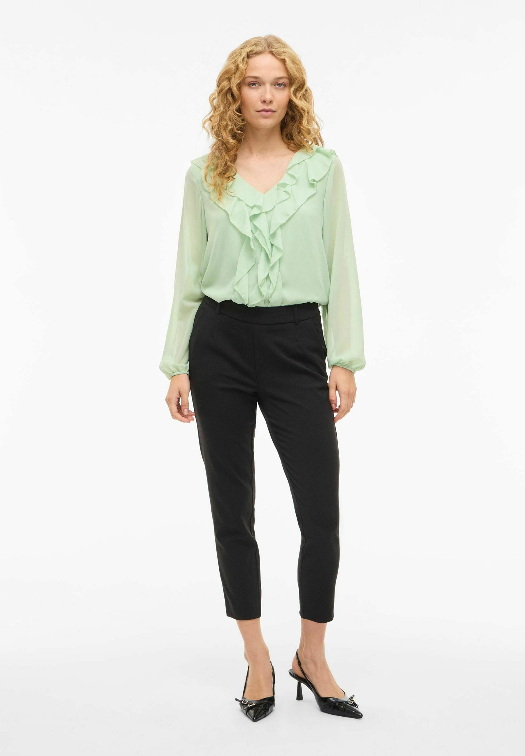 VILA Long Sleeved VIANE Frill - Blouse - smoke green/green