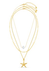 STARFISH & FAUX PEARL ROW NECKLACE - Collar - gold-coloured