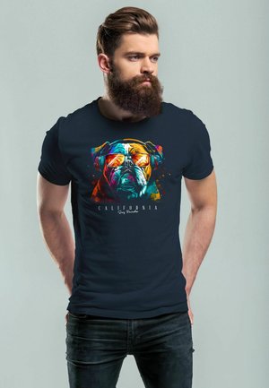 CALIFORNIA BULLDOG MUSIK KUNST MOTIV DJ FAS - Print T-shirt - navy