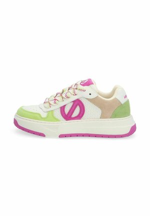 Sneakers laag - vert blanc casse rose