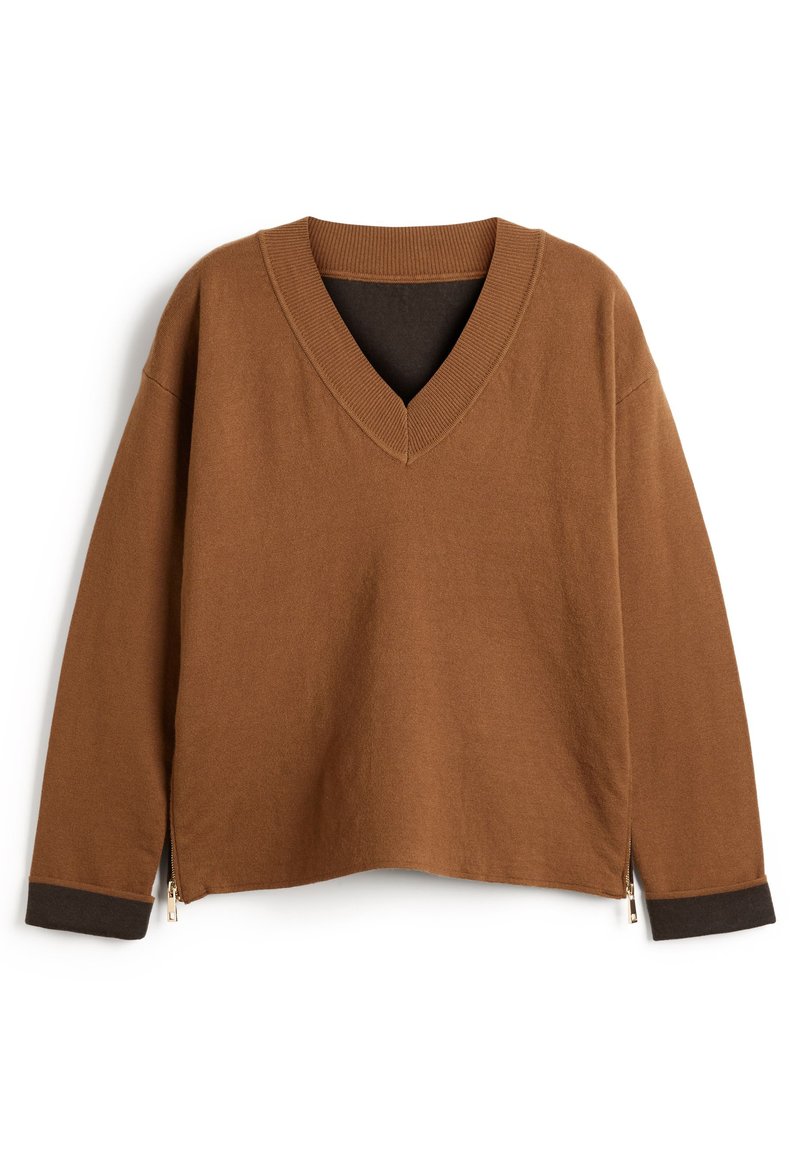 Damen Strickjacken | Next TWO TONED V-NECK Strickpullover brown/braun - YH20562 Damen Strickjacken | Next TWO TONED V-NECK Strickpullover brown/braun - YH20562