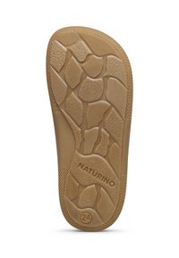 Sole in gomma color tan con motivi di grip testurizzati, caratterizzata da un logo circolare e da un indicatore di taglia numerico "24" impresso sul lato.