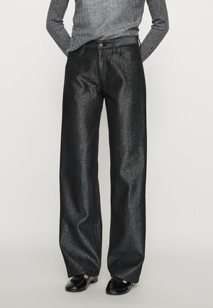 WIDE-LEG METALLIC - Jean flare - black