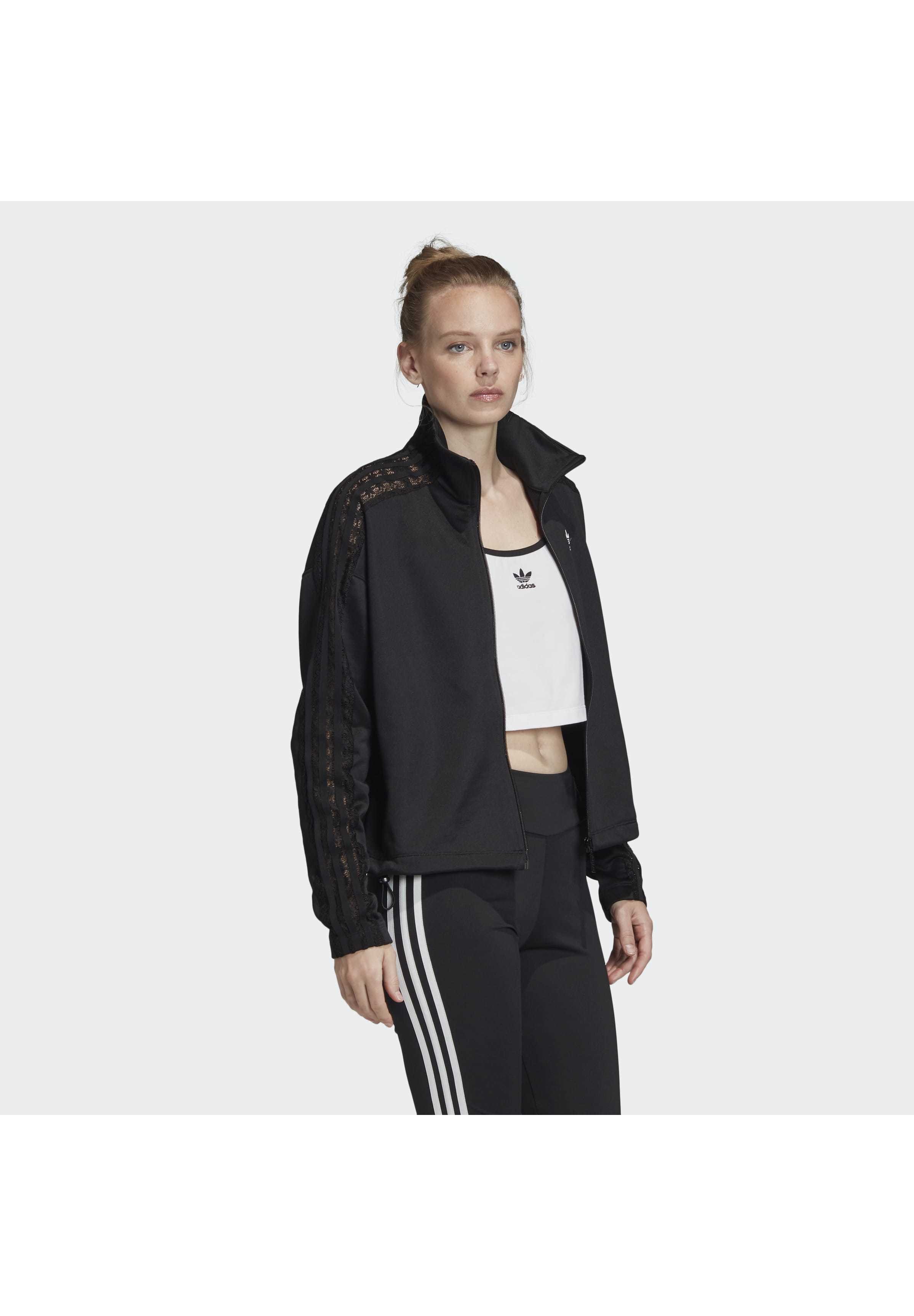 adidas Originals LACE TRACK TOP Trainingsjacke black adidas Originals LACE HOODIE Sweatjacke black Zalando.at
