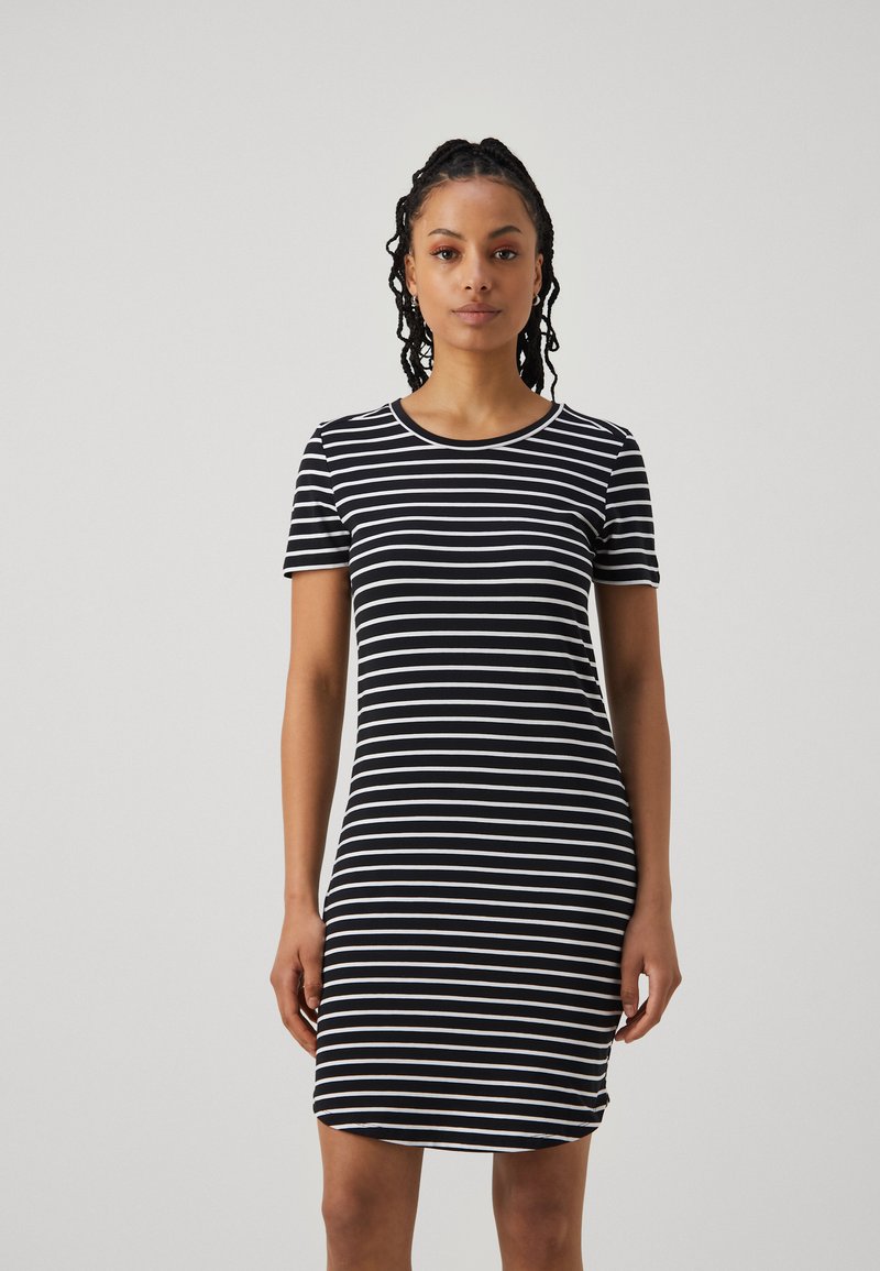 Noisy May NMMAYSA NECK DRESS - Abito in maglia - black/beige