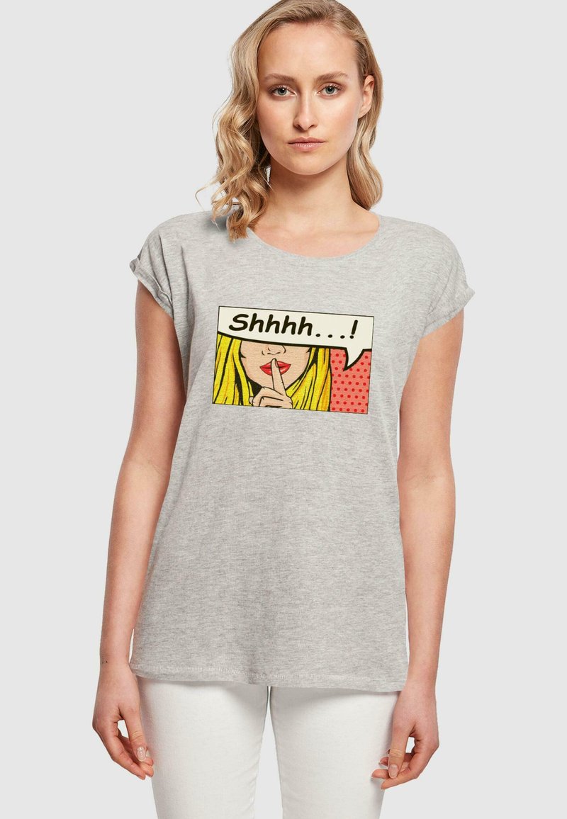 Merchcode SILENT SIGN COMIC EXTENDED SHOULDER  - T-shirts med print - heather grey