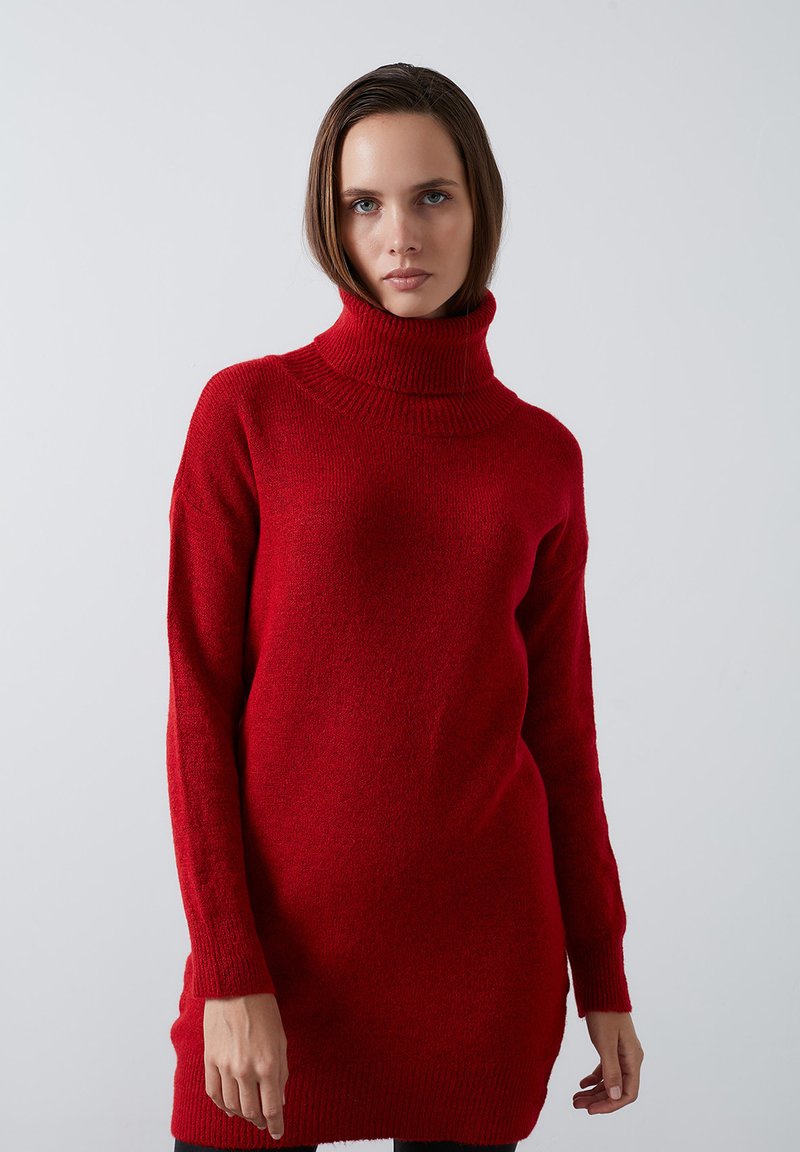 LELA TURTLENECK LONG - Striktrøje - red