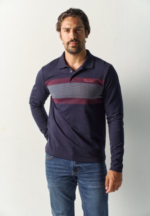 Koroshi, KOROSHI MEN'S LONG SLEEVE BLOCK POLO MEN'S LONG SLEEVE BLOCK POLO - Polo - navy