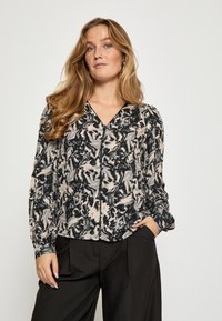 Minus MSLUISA V-NECK  - Bluse - nine iron gray print