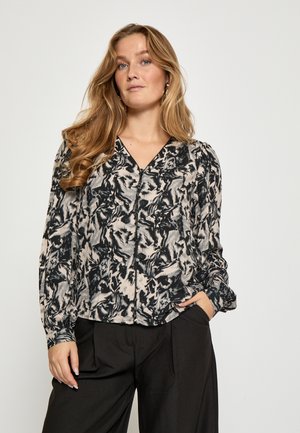Minus MSLUISA V-NECK  - Bluse - nine iron gray print