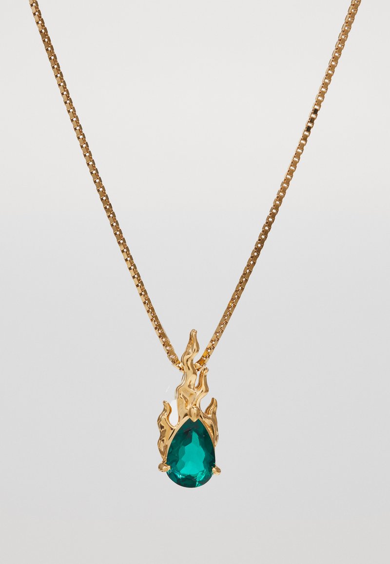 Alan Crocetti - MINI GEM IN HEAT NECKLACE LAB EMERALD UNISEX - Collar - gold-coloured, Ampliar