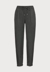 Pantalon de jogging noir, léger, avec une ceinture élastique et un cordon de serrage ajustable, doté d'une jambe effilée et de poches latérales.
