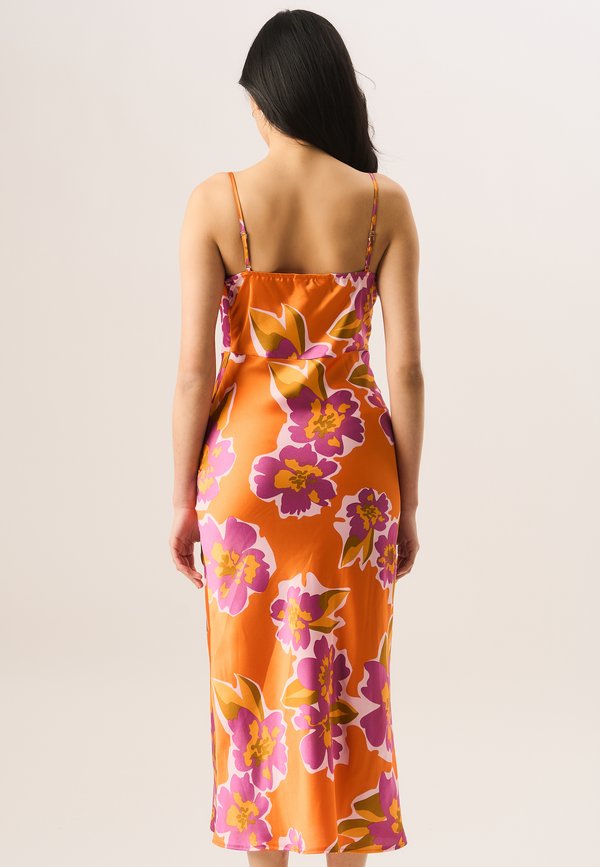 FLORAL PRINT SLIP MIDI  - Day dress - orange2