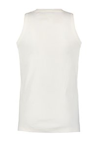 Witte, mouwloze tanktop met een geribbeld textuur en een klassieke ronde hals. Eenvoudig, onversierd ontwerp dat geschikt is voor het layering.