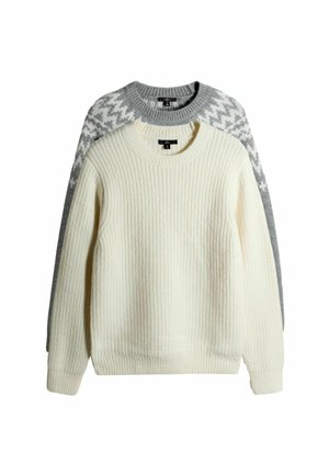 REGULAR FIT 2 PACK FAIRISLE AND PLAIN CREW NECK  - Strickpullover - grey  ecru