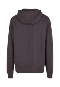 Felpa con cappuccio grigia scura, con coulisse, maniche lunghe e orlo dritto. Tessuto morbido, design semplice e senza loghi o decorazioni visibili.