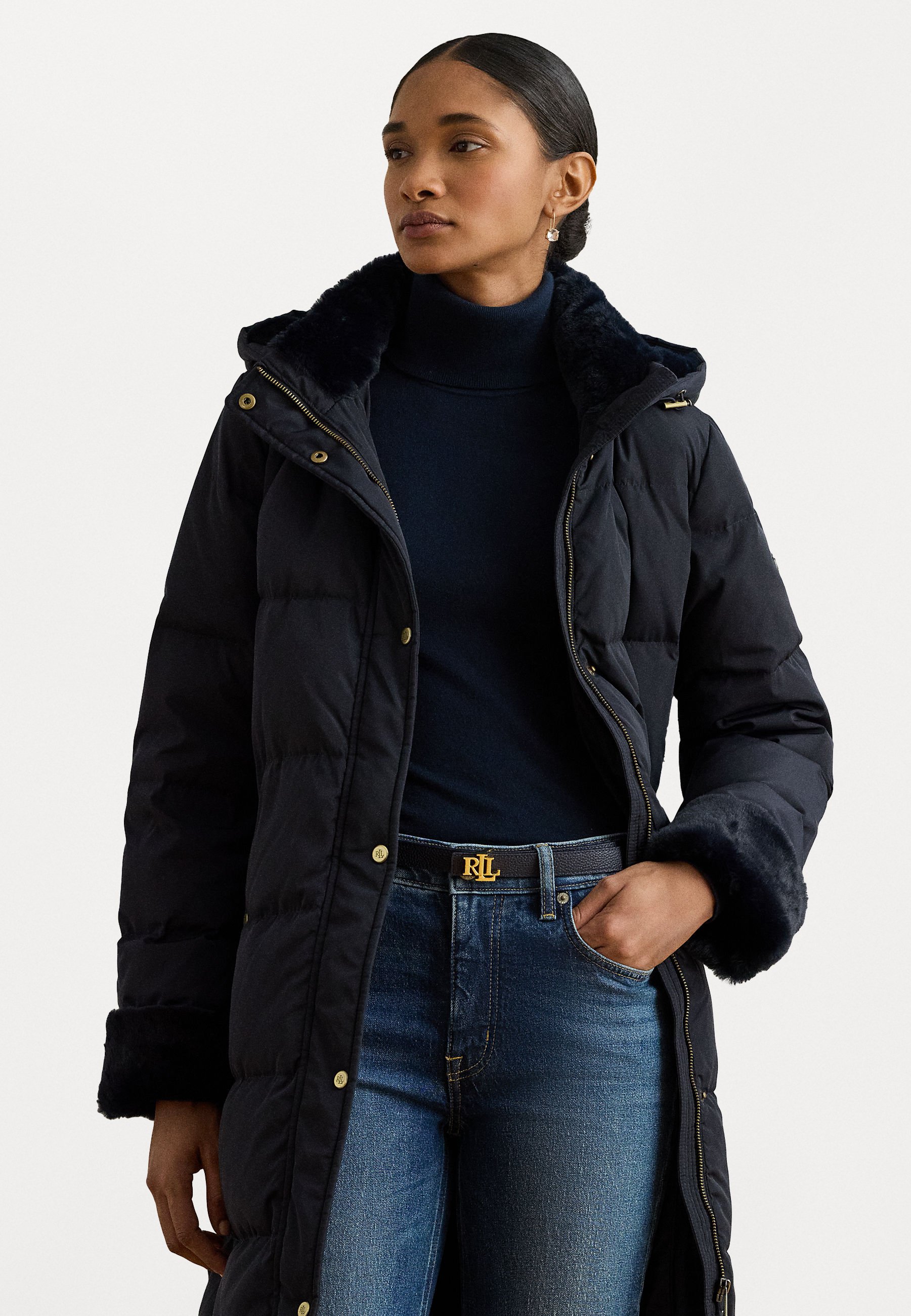 Lauren Ralph Lauren FAUX-FUR-TRIM HOODED DOWN COAT - Down coat 