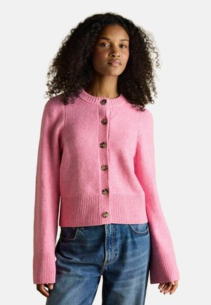 REGULAR FIT - ROUND NECK BUTTON THROUGH - Cardigan - pink