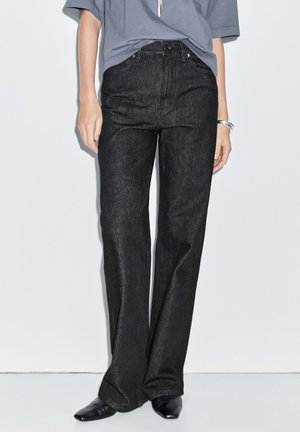 Massimo Dutti HIGH-WAIST WITH FRAYED HEMS  - Jeans straight leg - royal blue