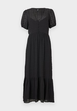 New Look, CHECKED BUTTON THROUGH MIDI - Vestido informal - black