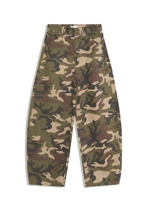 Bershka, PRINTED - BAGGY TROUSERS - Jean baggy - khaki
