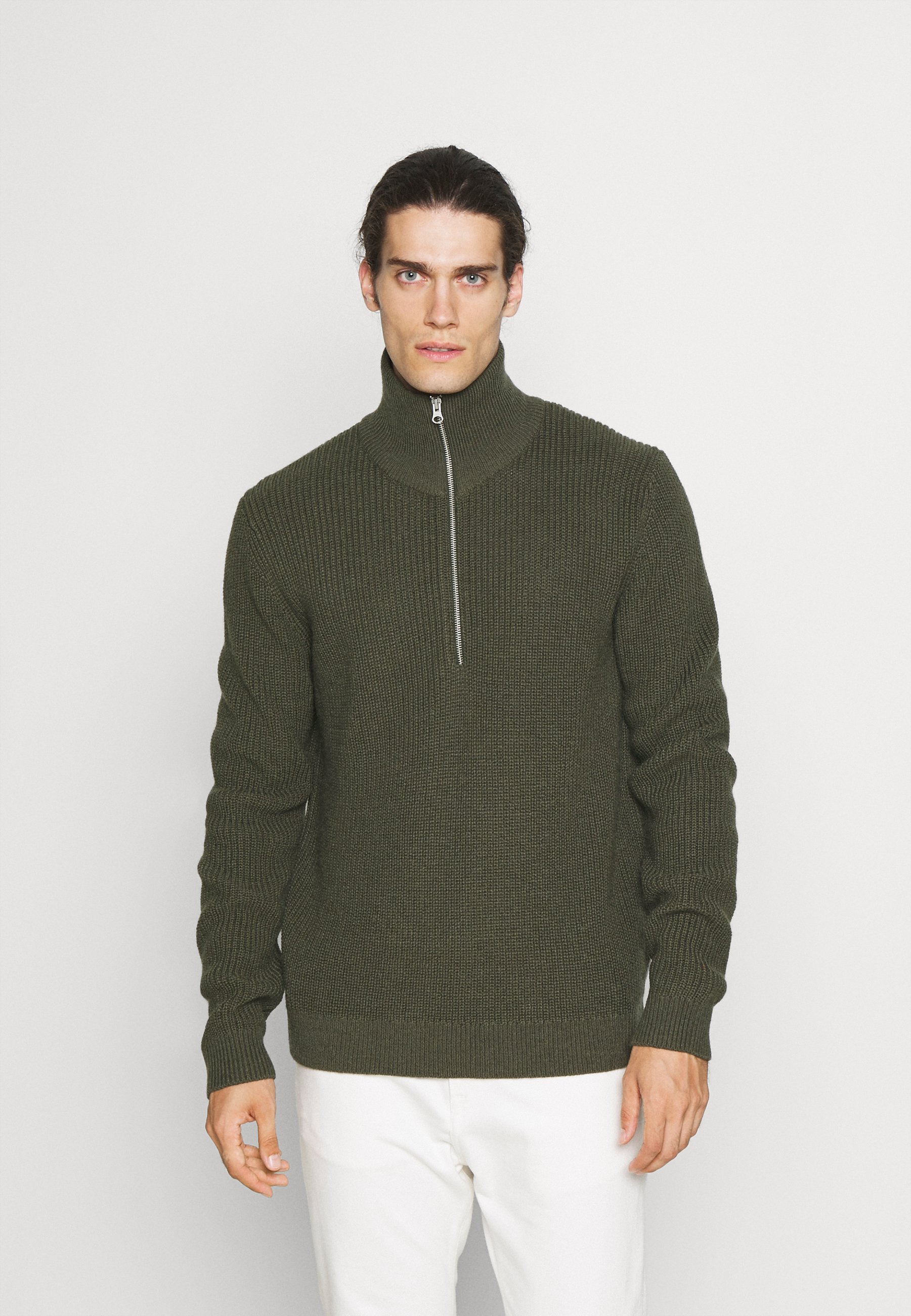 khaki half zip jumper