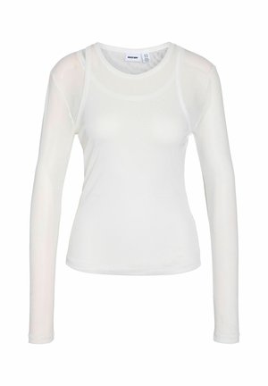 Noisy May, NMJUDITH L/S DOUBLELAYER MESH TOP TNT/14 - Μπλούζα με μακριά μανίκια - bright white