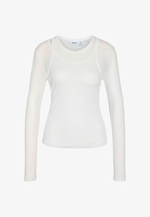 Noisy May, NMJUDITH L/S DOUBLELAYER MESH TOP TNT/14 - Μπλούζα με μακριά μανίκια - bright white