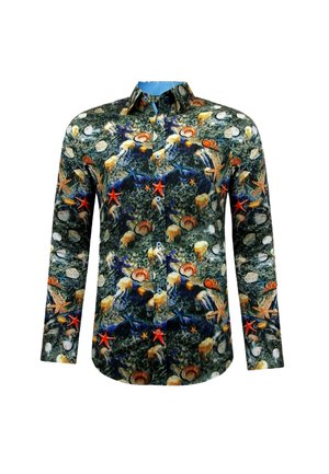 SATIJN OVERHEMD PRINT NW - MULTI  - Overhemd - zwart, blauw, oranje, bruin