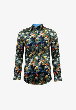 Local Fanatic, SATIJN OVERHEMD PRINT NW - MULTI - Overhemd - zwart, blauw, oranje, bruin