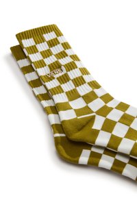Grün-weiß karierte Socken mit gerippten Bündchen, ausgestattet mit einem eingewobenen Vans-Logo in Beige, aus weichem Material und im klassischen Crew-Design.