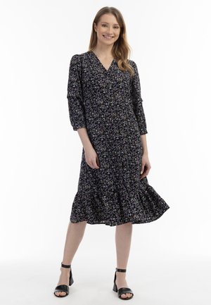 MIDI MIT BLUMENPRINT - Blousejurk - schwarz mehrfarbig