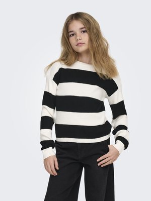 ONLY GIRLS KOGFRANCA SHORT STRIPE - Strikkegenser - cloud dancer/black
